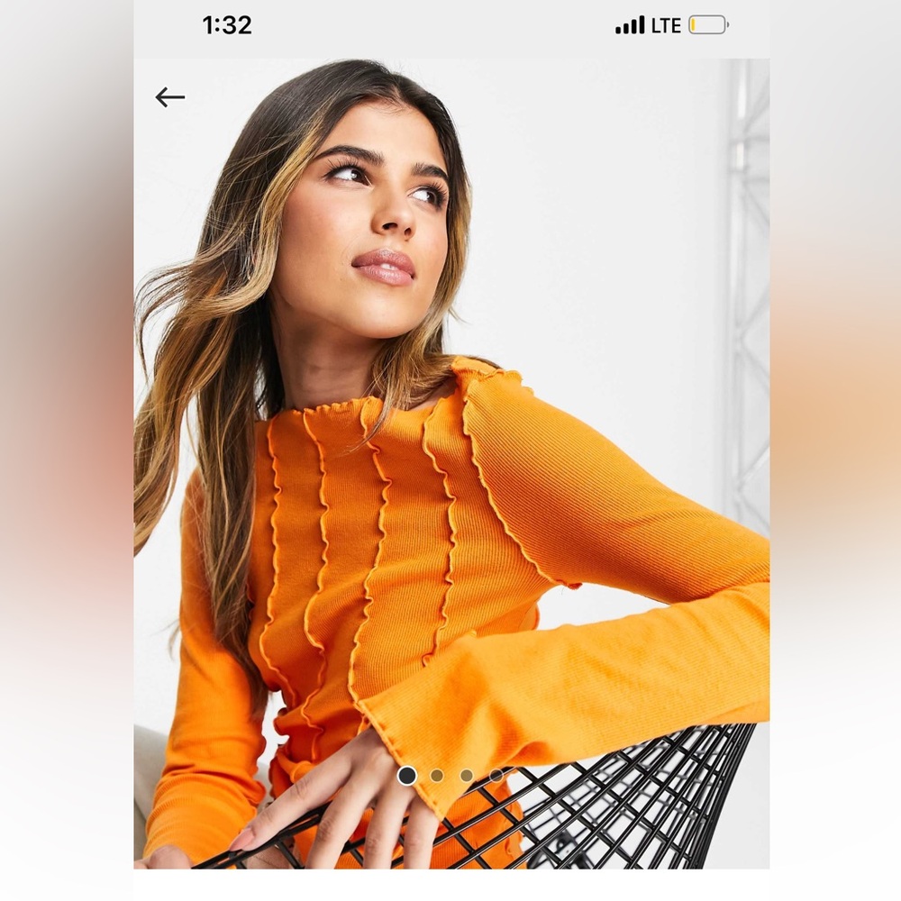 ASOS- Monki Bright Orange Ribbed Top